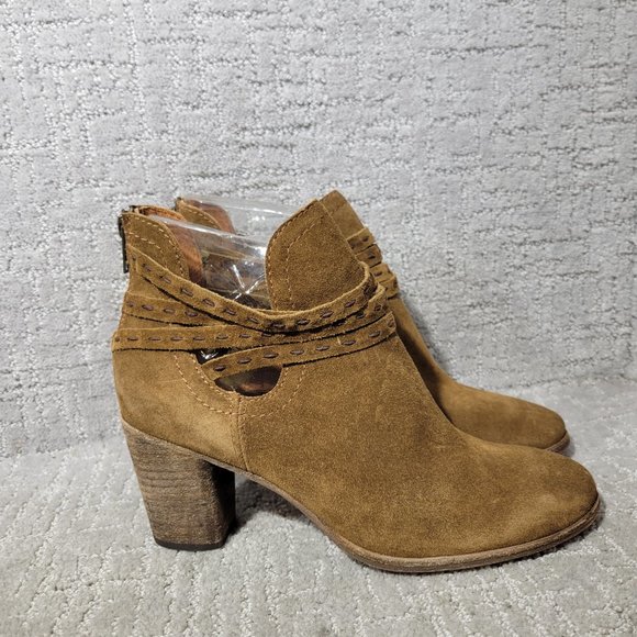 Frye Naomi Pickstitch Women's Size US 9B Brown Suede Strappy Ankle Bootie Boots. - Picture 4 of 9